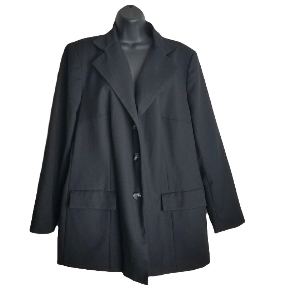 Harve Benard Wool Blazer 16W Black Vintage Tailored Office Classic Structured